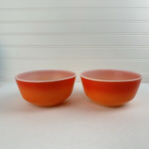 Fire King Red Orange Ombre Small Mixing Cereal Bowl Anchor Hocking Set of 2